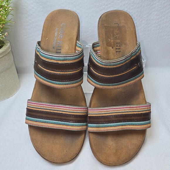 WOMENS COBB HILL BY NEW BALANCE BROWN SLIP ON WEDGE SANDAL SIZE 7.5 EUC - Picture 8 of 10